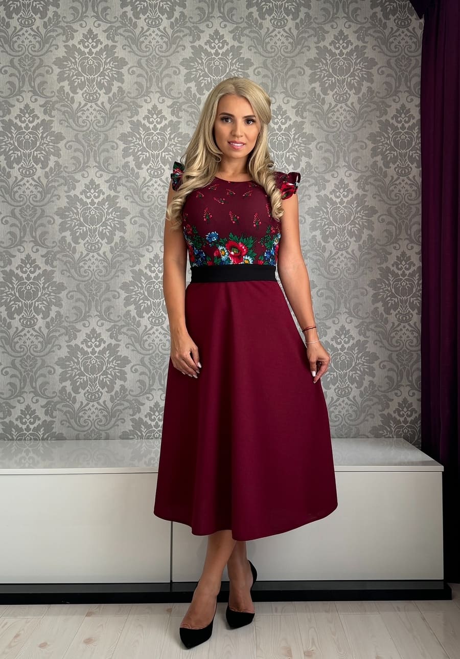 Rochie Erica gipsy bordo aripioara