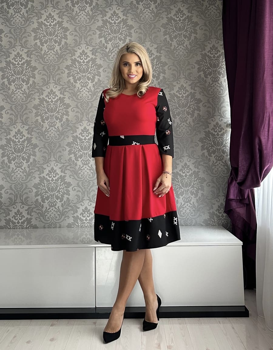 Rochie Anca romb alb rosu