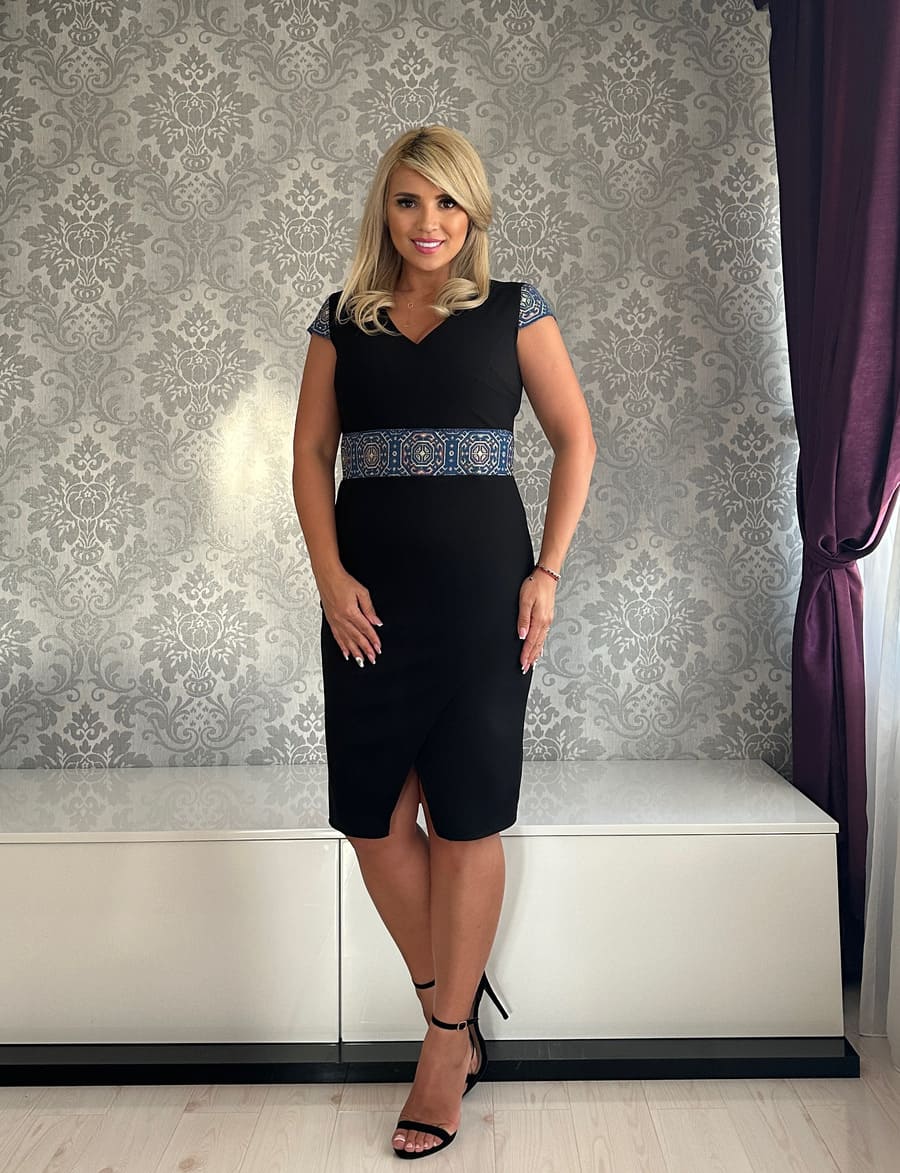Rochie Corina aripioara brau albastru negru