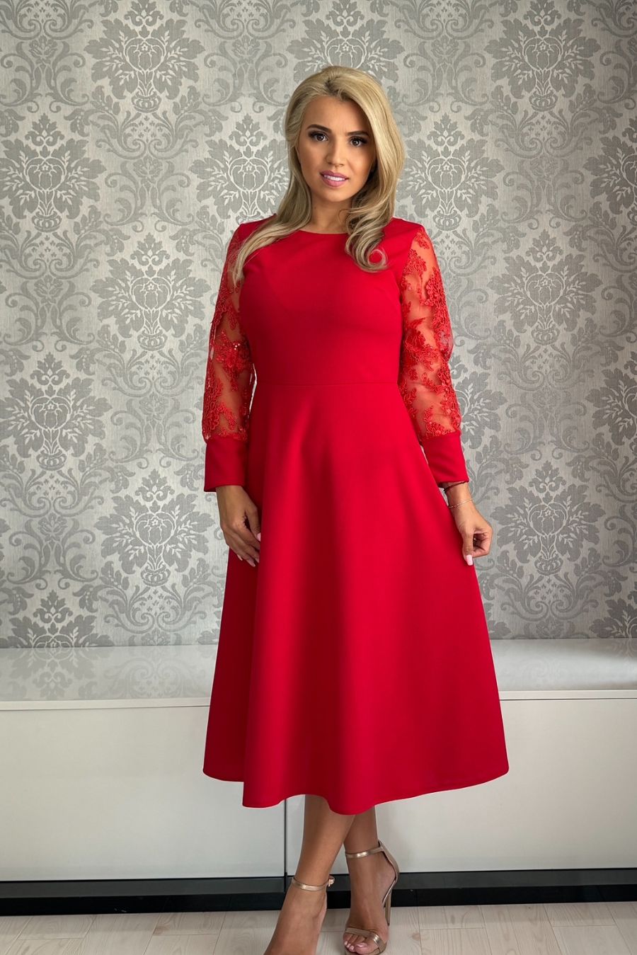 Rochie Erica dantela rosie