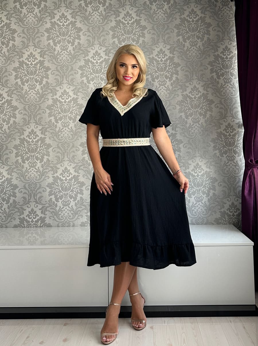 Rochie Zaira muselina brau crem