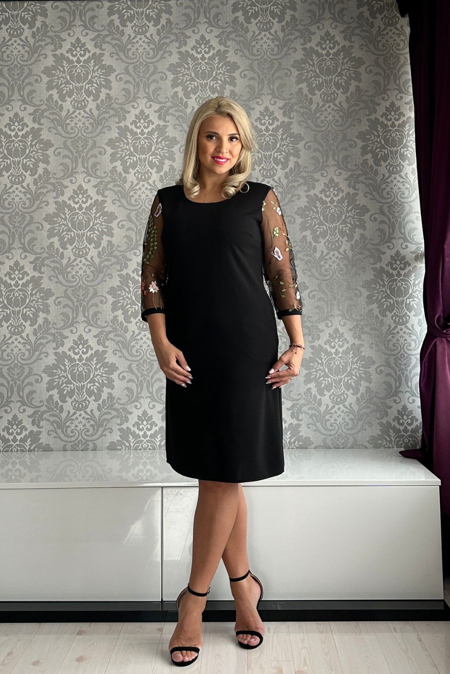 Rochie Floris dreapta negru