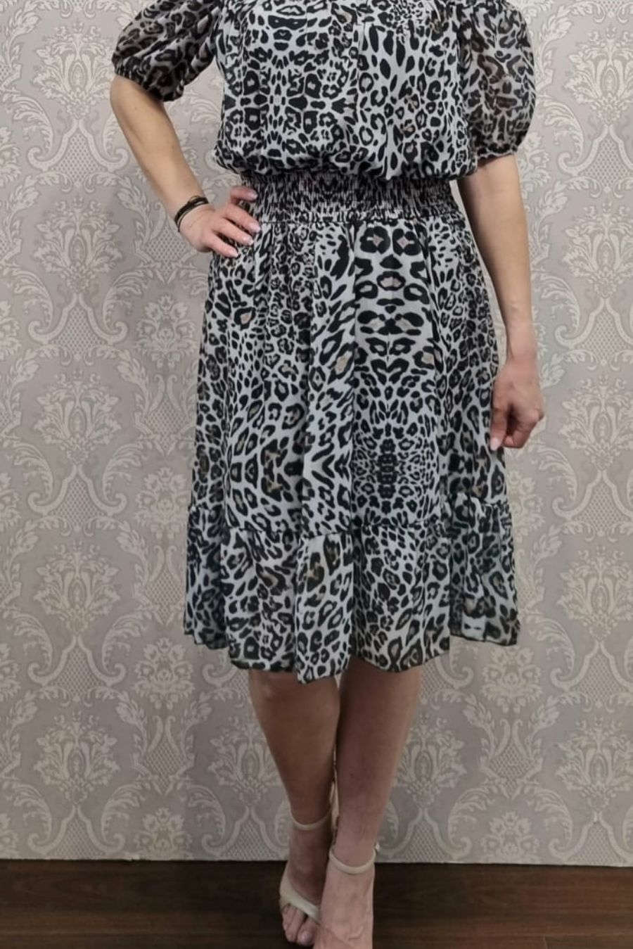 Rochie leopard gri tuti