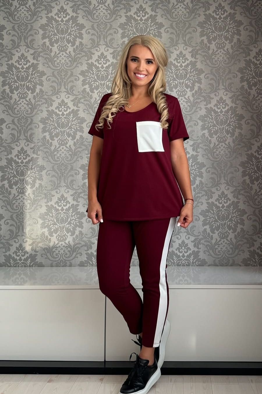 Set chic crep bordo/alb