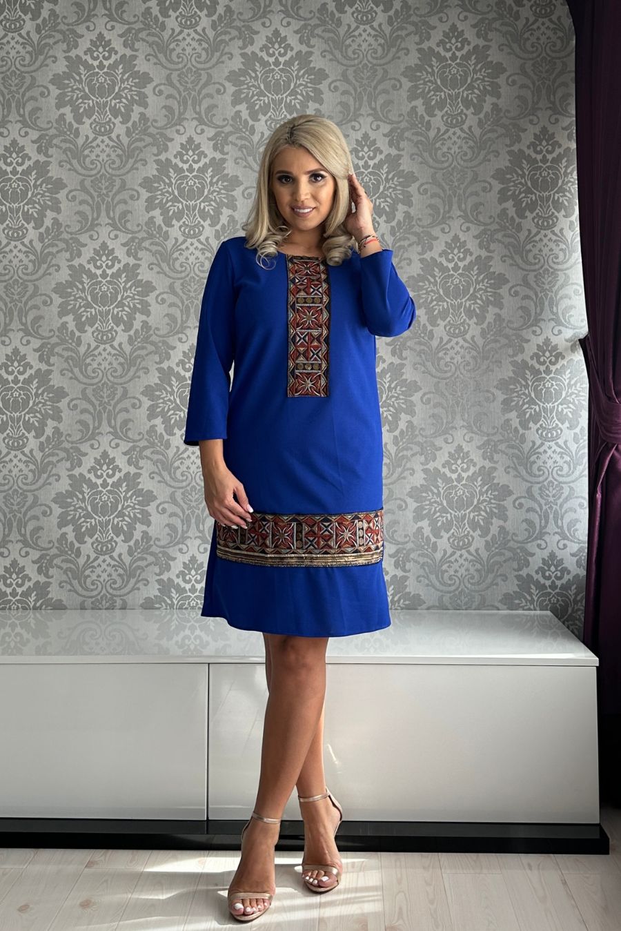Rochie Sandra brau paiete albastra
