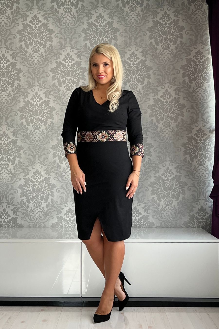 Rochie Corina ml brau inchis negru