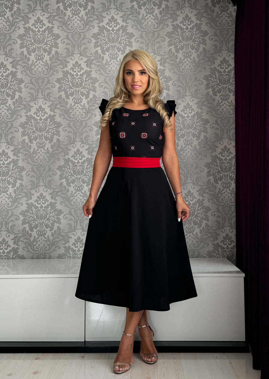 Rochie Erica romb aripioara rosu crep rosu