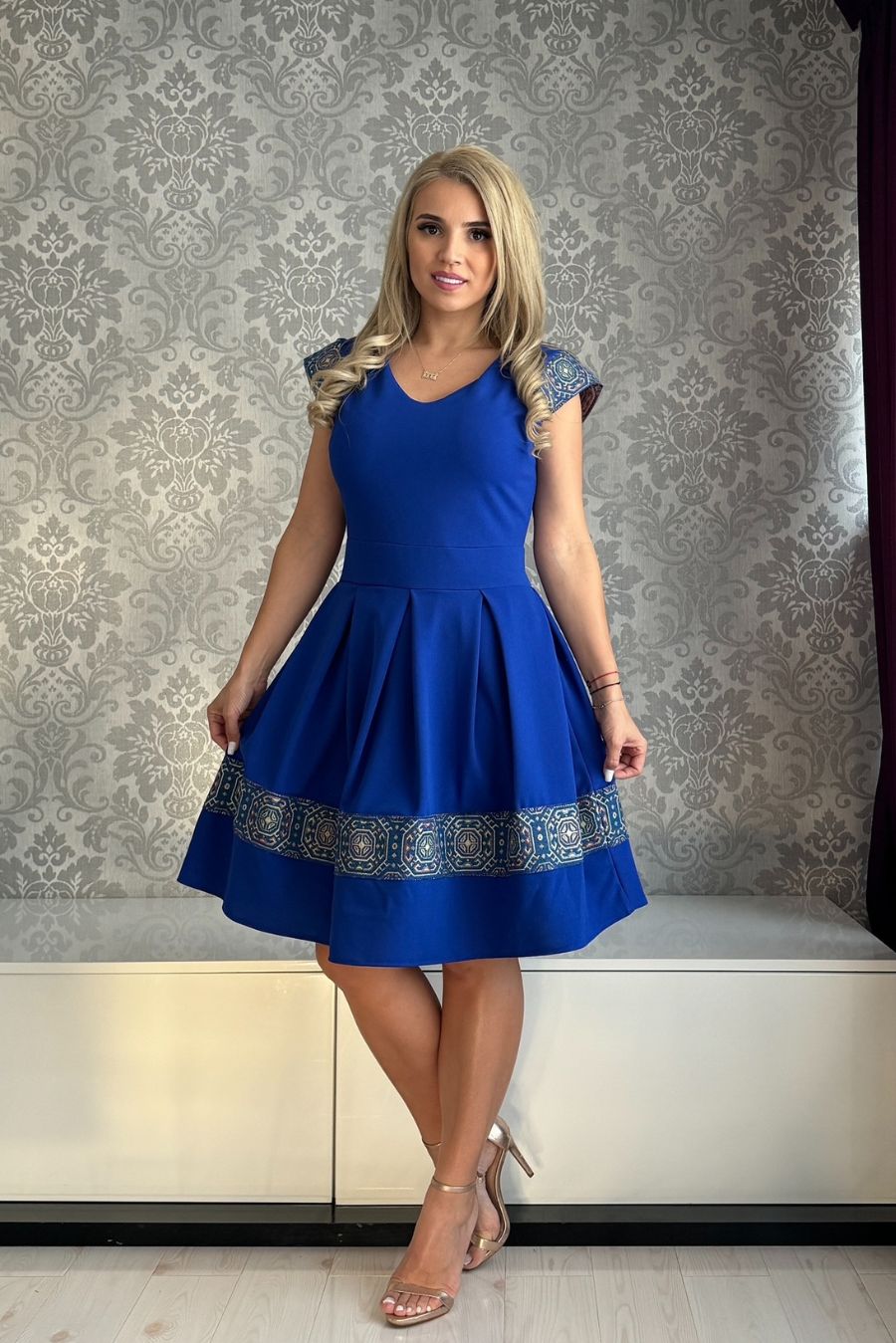 Rochie Iris brau albastru aripioara albastru