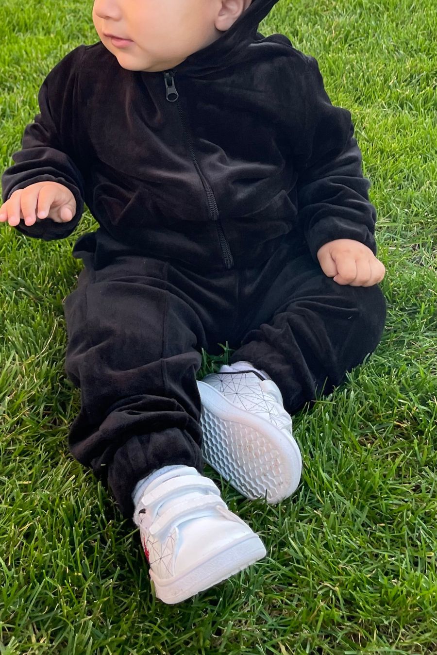 Set Hellen catifea negru gluga