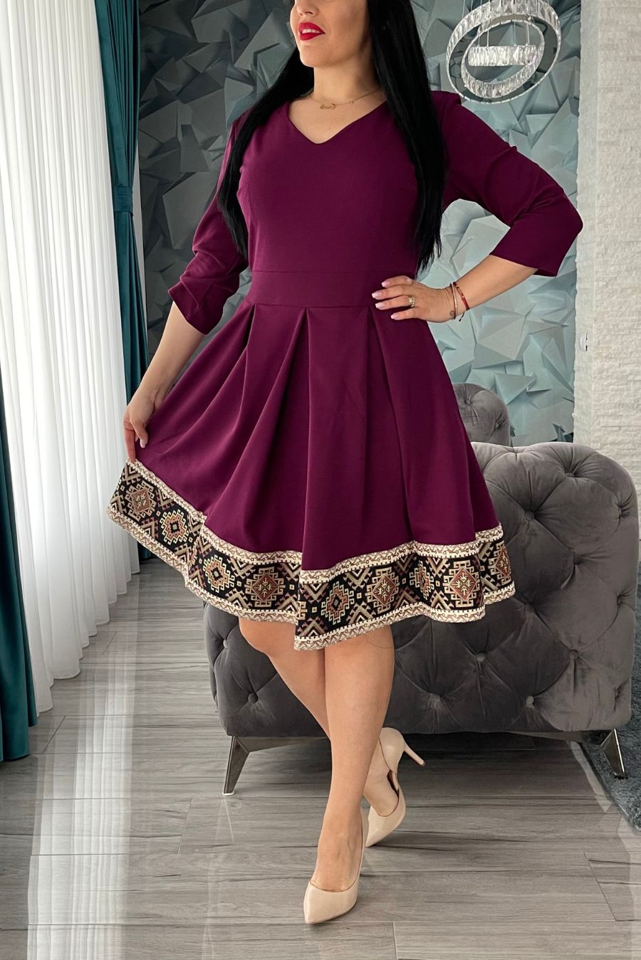Rochie Ana ml brau inchis pruna