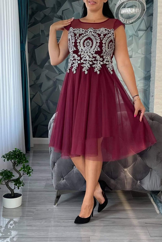 Rochie dantela/tiul bordo tuti